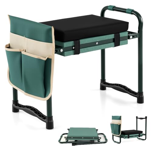 IRONMAX Garden Kneeler and Seat with 14" L×11" W EVA Kneeling Pad, Green - color: Green, size: 14"L×11"W