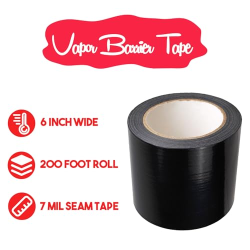 Vapor Barrier Tape, Insulation Tape, Seam Tape Crawl Space Tape, 6'' X200FT - color: 6" x 200'