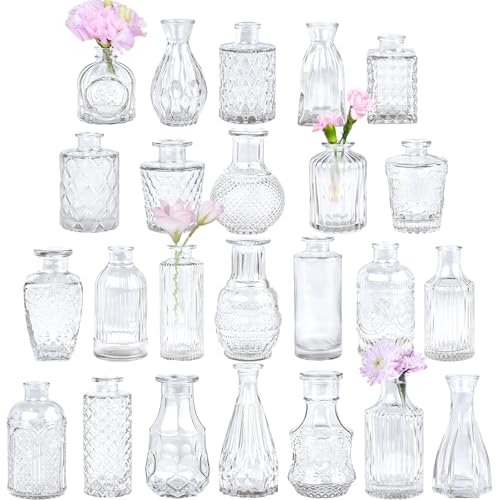 TBWIND 24pcs Clear Glass Bud Vases Set - color: Clear-24pcs, size: 24Pcs