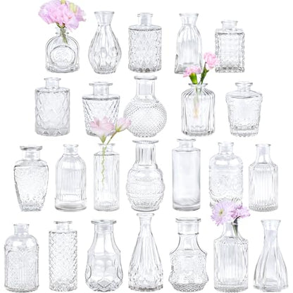 TBWIND 24pcs Clear Glass Bud Vases Set - color: Clear-24pcs, size: 24Pcs