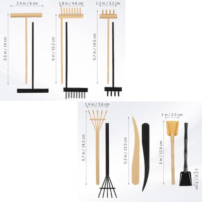 6pcs Mini Zen Garden Rake Tool, DIY Sand Zen Garden Tools for Office, Elegant Zen Garden Tools, Meditation Rock Sand Garden Accessories(Black)