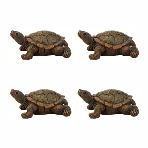 4PCS Turtle Statue for Outdoor Decor, Garden Turtle Figurine for Pond, Lawn, Patio, Resin Tortoise Ornament for Home & Yard - color: 4pcs