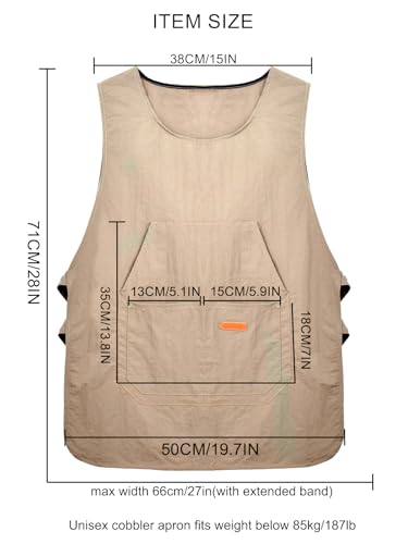 Molaxhome Smock Apron Unisex Waterproof Cobbler Apron with 3 Large Pockets - color: Khaki