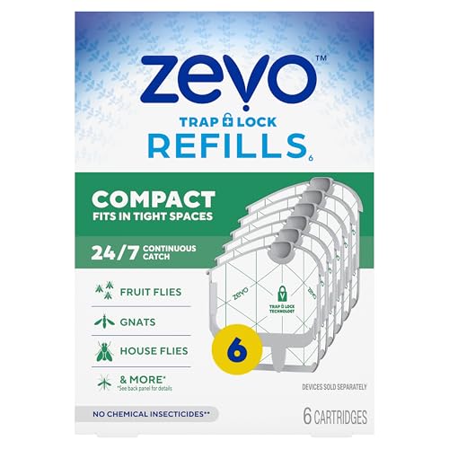 Zevo Compact Flying Insect Trap Refills for Gnats & Fruit Flies, 6 Count - style: 6 Refill Cartridges