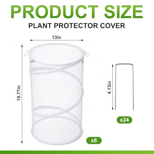 6 Pack Pop up Plant Covers 20"Hx12"D Insect Barrier Mesh Plant Cover