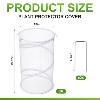6 Pack Pop up Plant Covers 20"Hx12"D Insect Barrier Mesh Plant Cover