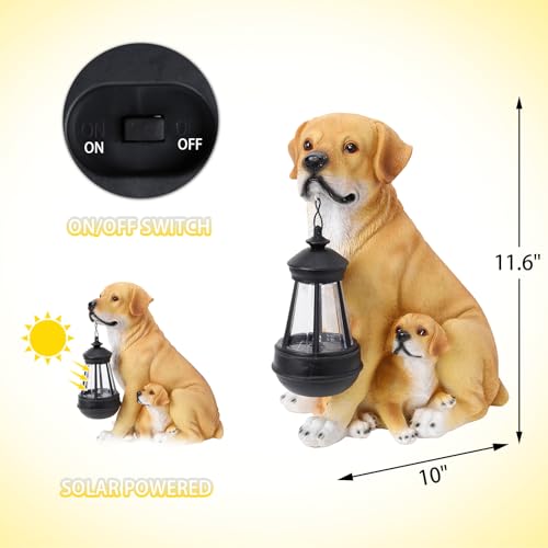 Solar Labrador Dog Statue with Lantern, Outdoor Garden Decor Figurine Light - style: Labrador