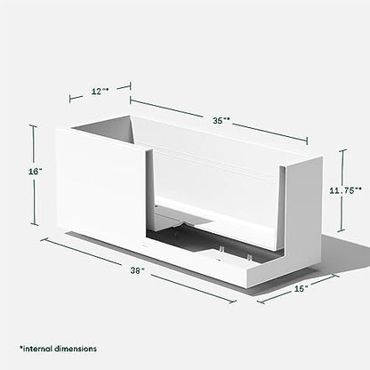 Veradek Block Series Long Box Planter - Rectangular Outdoor Planter - color: White, size: Large - 2 Pack