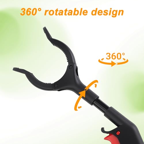 Trash Grabber Reacher Tool, 11inch 360° Rotating Jaw, Anti-Slip Grip