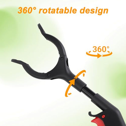 Trash Grabber Reacher Tool, 11inch 360° Rotating Jaw, Anti-Slip Grip