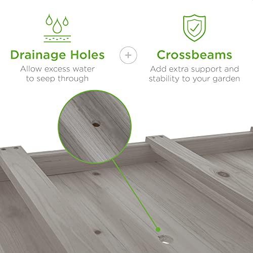 Best Choice Products Raised Garden Bed 48x24x32-inch Mobile Elevated Wood Planter w/Lockable Wheels, Storage Shelf, Protective Liner - Gray - color: Gray