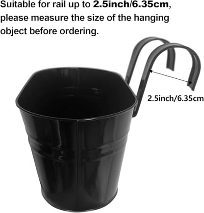 Hanging Planters, 10.6" Metal Railing Planters for Outdoor Plants, 8pcs - color: Jet Black - 8 Pack