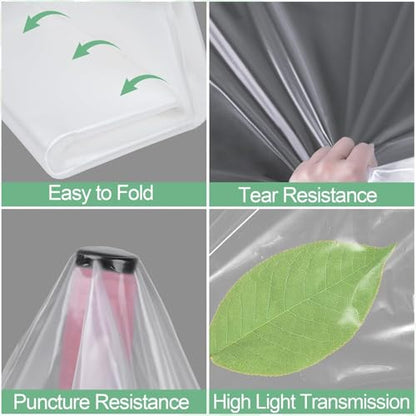 6.5 x 10 FT Clear Greenhouse Plastic Sheeting, 6 Mil Polyethylene Film Heavy Duty, Water Sun Frost Wind Dust Resistant Winter Hoop House Toughness Plastic Cover for Farming, Gardening, Agriculture,DIY - size: 6.5 x 10 FT