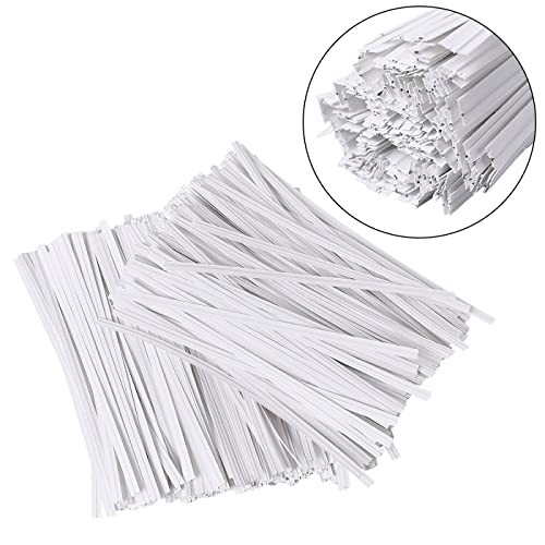 DGTANGYIN 500 Pcs 5" White Paper Twist Ties, for Party Cello Candy Bread Coffee Bags Cake Pops - color: White