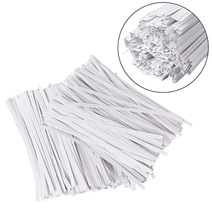 DGTANGYIN 500 Pcs 5" White Paper Twist Ties, for Party Cello Candy Bread Coffee Bags Cake Pops - color: White