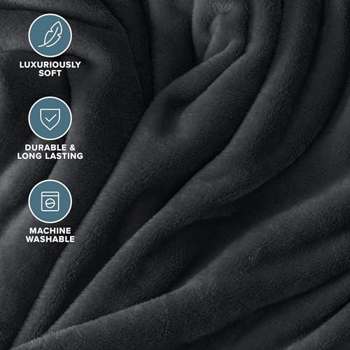 Bare Home Fleece Blanket Luxury Microplush (Full/Queen, Black) - color: 05 - Black, size: Full/Queen