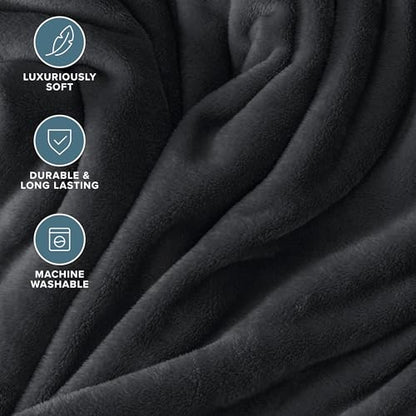 Bare Home Fleece Blanket Luxury Microplush (Full/Queen, Black) - color: 05 - Black, size: Full/Queen