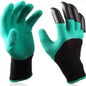 Garden Gloves with Claws for Digging – Heavy Duty Waterproof Gardening Gloves with ABS Plastic Fingertips – One Size Fits Most, Green & Black