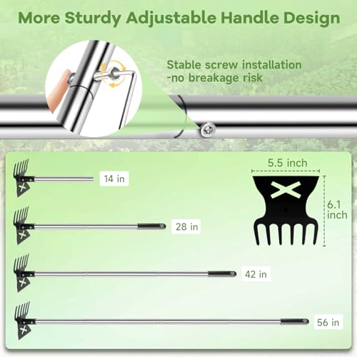 Garden Hoe and Cultivator, 56" Long Handle Weed Puller Tool
