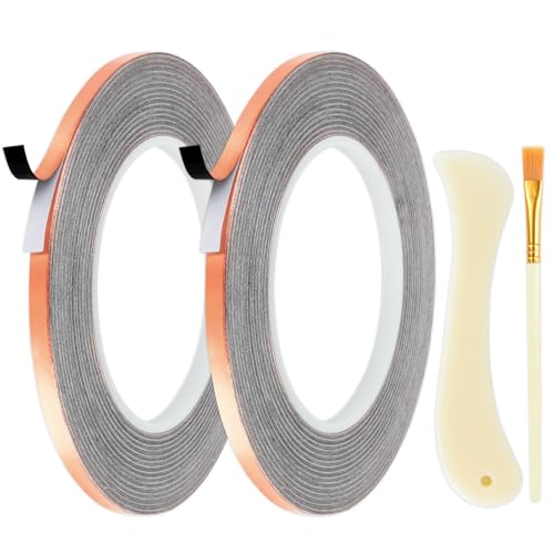 Copper Foil Tape for Stained Glass, Pure Copper, Black Adhesive Backing - color: Black, size: 1/4inch