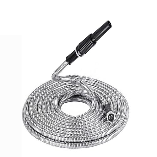 WFLNHB Flexible Lightweight 304 Stainless Steel Garden Hose,Lightweight Metal Water Hoses with Nozzle for Portable (25)