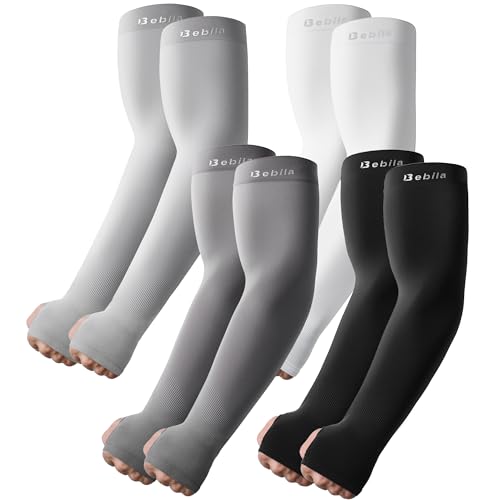 Arm Sleeves with Thumb Hole for Men Women Sun Protection UV Cooling Outdoor - color: Mix Grey, size: Medium