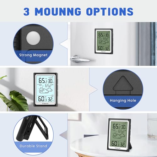 Geevon Large Display Digital Thermometer Hygrometer Indoor Outdoor Wireless