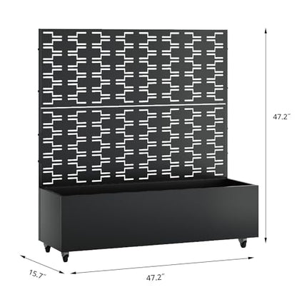 Pia Ricco Planter Box with Trellis, Privacy Planter for Climbing Plants - color: Black-brick, size: Small