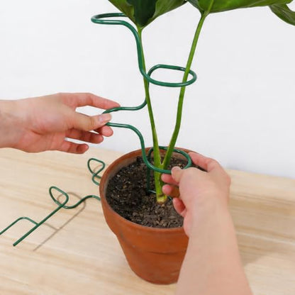 Plant Support Stakes - 3 Pack Durable Metal Trellis for Monstera - color: Green