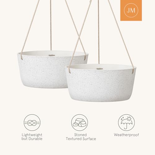 La Jolie Maison Large Hanging Planters for Outdoor Plants, Set of 2 12 Inch - color: Speckled White