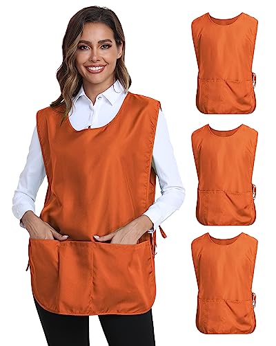 Xeoxarel Unisex Cobbler Apron with 3 Deep Pockets, Smock Vest Apron - color: 3 Pack - Orange