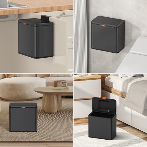 Mbillion 1.05 Gal Brushed Black Hanging Stainless Steel Compost Bin - color: Brushed Black, size: 1.05 Gal