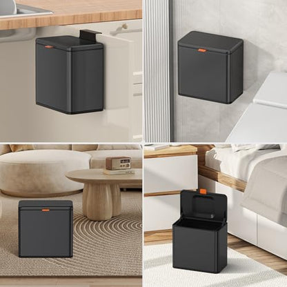 Mbillion 1.05 Gal Brushed Black Hanging Stainless Steel Compost Bin - color: Brushed Black, size: 1.05 Gal