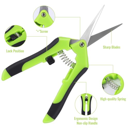 4 Pack Pruning Shears 6.5 Inch Stainless Steel Garden Scissors - color: Green Blue