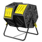 Compost Bin, 37-Gal Dual Chamber Composter Tumbler, Black Yellow