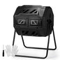 42-Gal Dual Chamber Compost Tumbler Outdoor, 360° Rotating Compost Bin with Steel Frame, Aeration System & 2 Sliding Doors for Kitchen, Garden, Yard - Black
