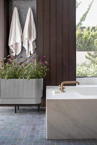 Veradek Demi Series Raised Long Planter - Wide Planter with Stand - color: Grey/Black, size: 30 inch