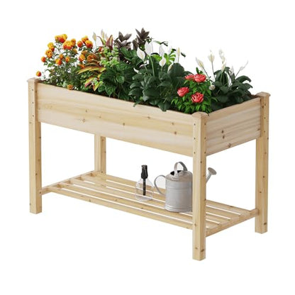 Wooden Planter Elevated Wooden Raised Garden Bed with Legs Planter Box - color: Natural, size: 48*24*30.5IN