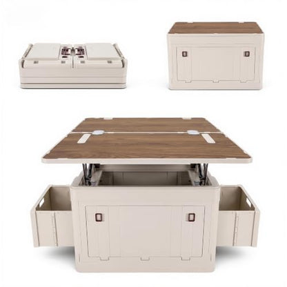 Mazatzal Camping Storage Box, Rock Gray, with Foldable Table Top - color: Rock Gray