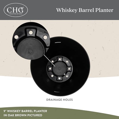 Whiskey Resin Flower Pot Barrel Planter,20.5" Walnut Brown,2-Pack