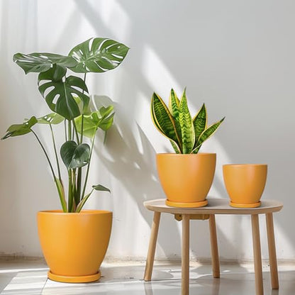 Ceramic Plant Pots - 10 Inch 8 Inch 6 Inch Planters, Orange - color: Matte Orange