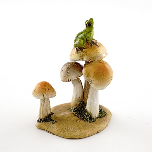 Top Collection Miniature Fairy Garden and Terrarium Statue, Frog on Mushrooms - color: Frog on Mushrooms
