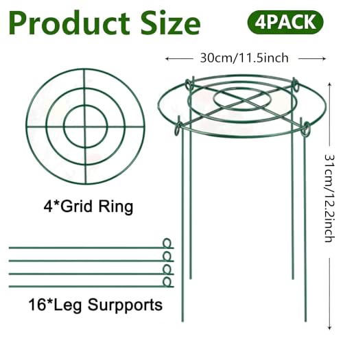 DAYUMKOU 4 Pack Peonies Cages and Supports, 11.5" Wide x 12" High - size: ZWJZ-LVS-4PC-29.21x30.48
