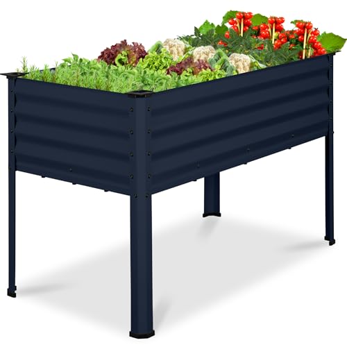 Best Choice Products 48x24x30in Galvanized Raised Garden Bed, Metal Elevated Planter Box, Vegetable Garden for Backyard, Patio, Balcony, 100% Non Toxic Materials - Navy Blue - color: Navy Blue, size: 48x24x30in