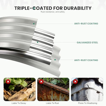 4×2×1.4FT Modular Raised Garden Bed, 3 In1 Galvanized Raised Planter