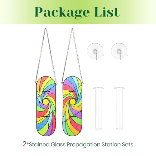 Hewory Stained Glass Window Hanging: 2PCS Propagation Stations, Rainbow - color: Multicolor