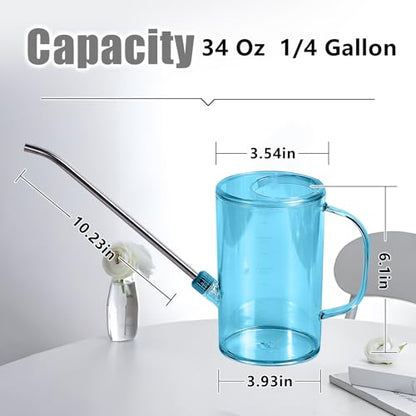 Plastic Watering Can - Small with Long Spout - 1/4 Gallon - 34 Oz - Blue - color: Blue