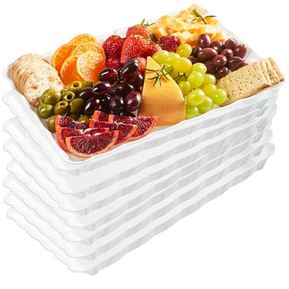 White Plastic Serving Trays - Serving Platters Rectangle 9X13 8 pack - color: White