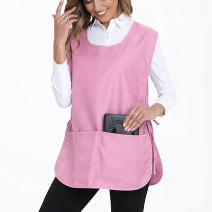 Xeoxarel Unisex Cobbler Apron with 3 Deep Pockets, Smock Vest Apron - color: 1 Pack - Pink