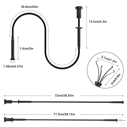Housolution 28.34in Grabber Tool Magnetic, Bendable with LED Lights, Black - color: Black